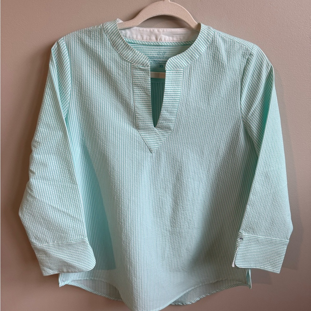 Vineyard Vines Aqua-Mint Seersucker Tunic and Skirt Set